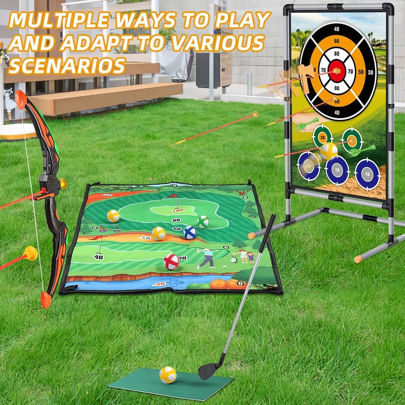 Spobot Golf Game Play Set for Kids - Bow and Arrow Set - 2-Pack Up Archery Set with 20 Suction Cup Arrows - Indoor and Outdoor Toy for Boys Girls 4 5 6 7 8 9 10 11 12 Year Old - Image 5